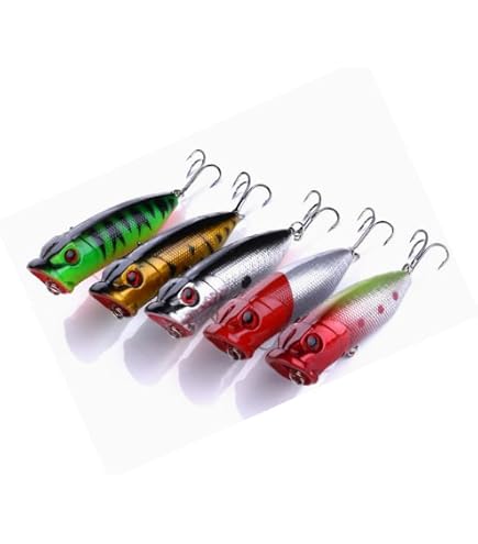 Amazon.co.jp: 7cm/9.4g トップウォーター浮きポッパールアー5色セット